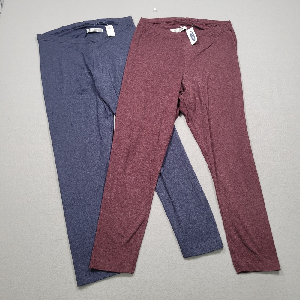 Old Navy Womens XL Leggings Set of 2 Heather Blue Maroon New